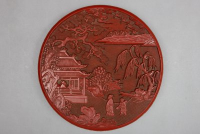 图片[3]-Carved red Du Fu’s poetic picture round box-China Archive